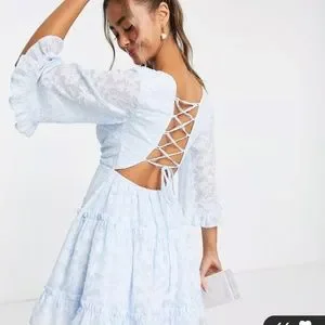 chinese dress ladies Blue Lace Embellished Midi Dress  self-portrait-US